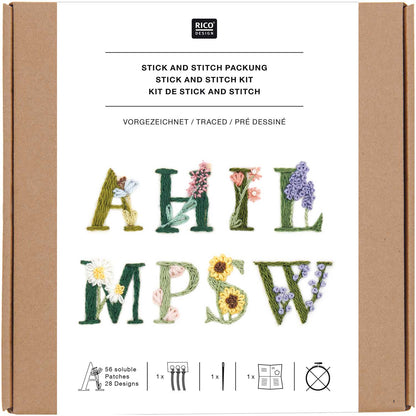 Stick and Stitch Packung Blumenalphabet bunt